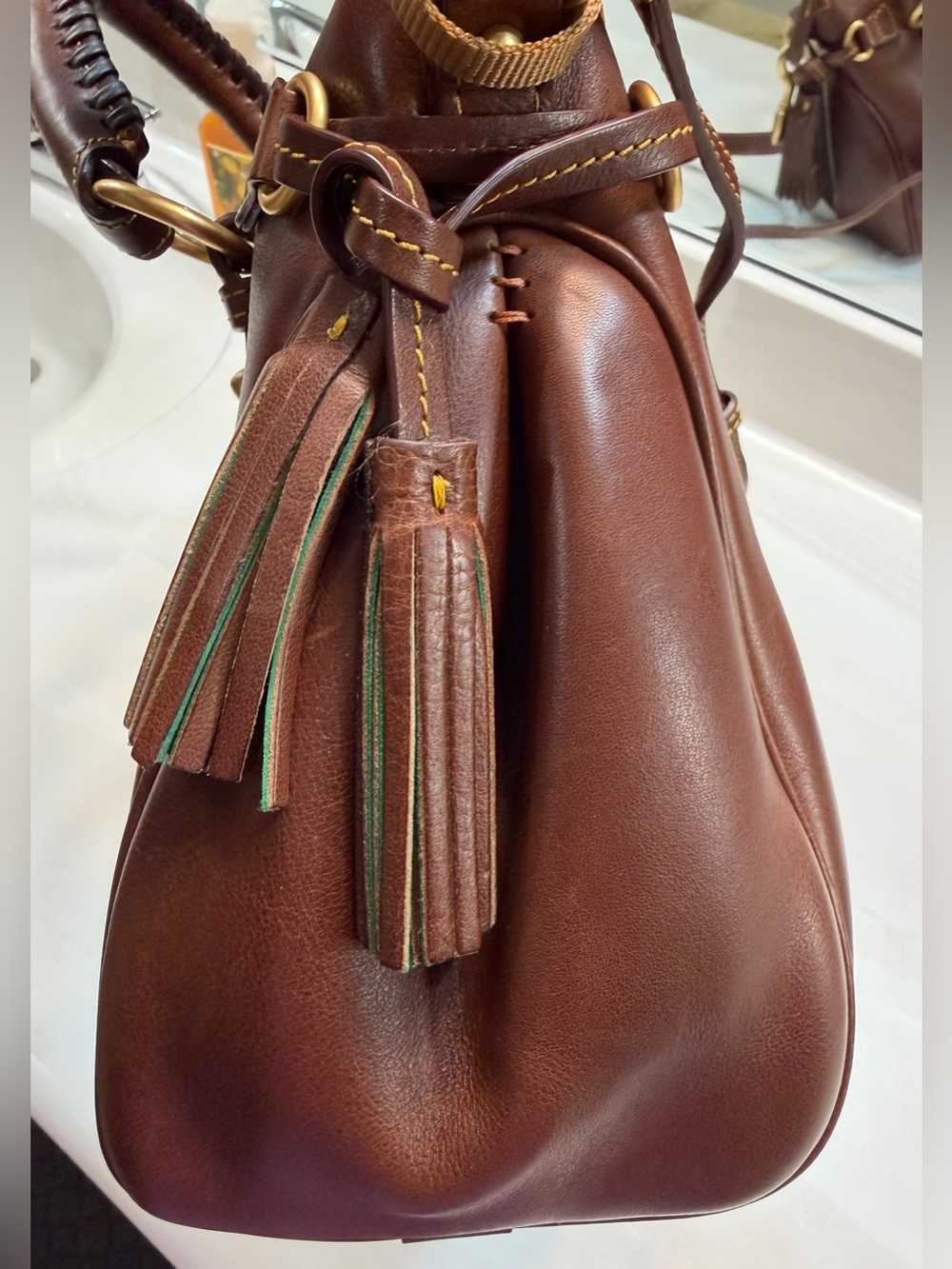 NWT Dooney and Bourke Florentine Large Satchel Chestnut - Picture 12 of 14